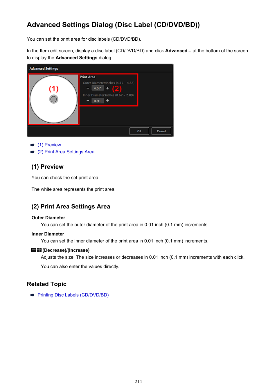 Advanced settings dialog (disc label (cd/dvd/bd)), Advanced settings dialog | Canon My Image Garden User Manual | Page 214 / 304