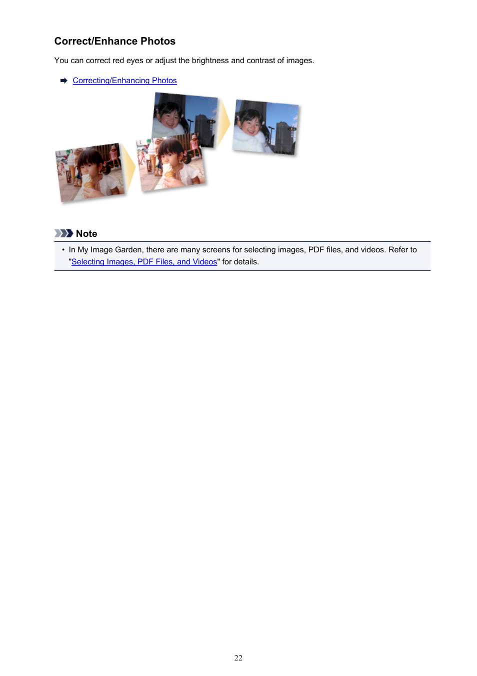 Correct/enhance photos | Canon My Image Garden User Manual | Page 22 / 304