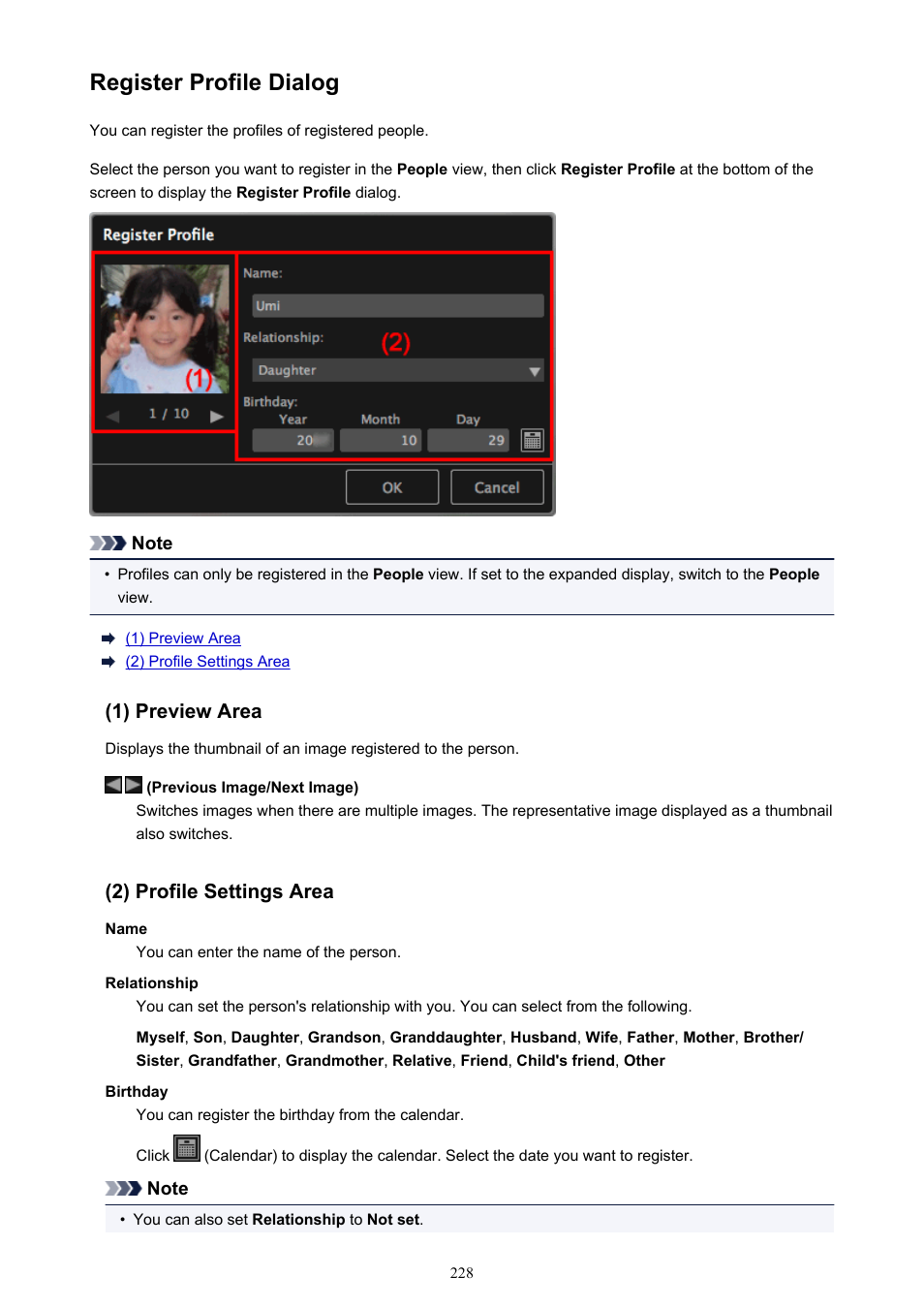 Register profile dialog | Canon My Image Garden User Manual | Page 228 / 304