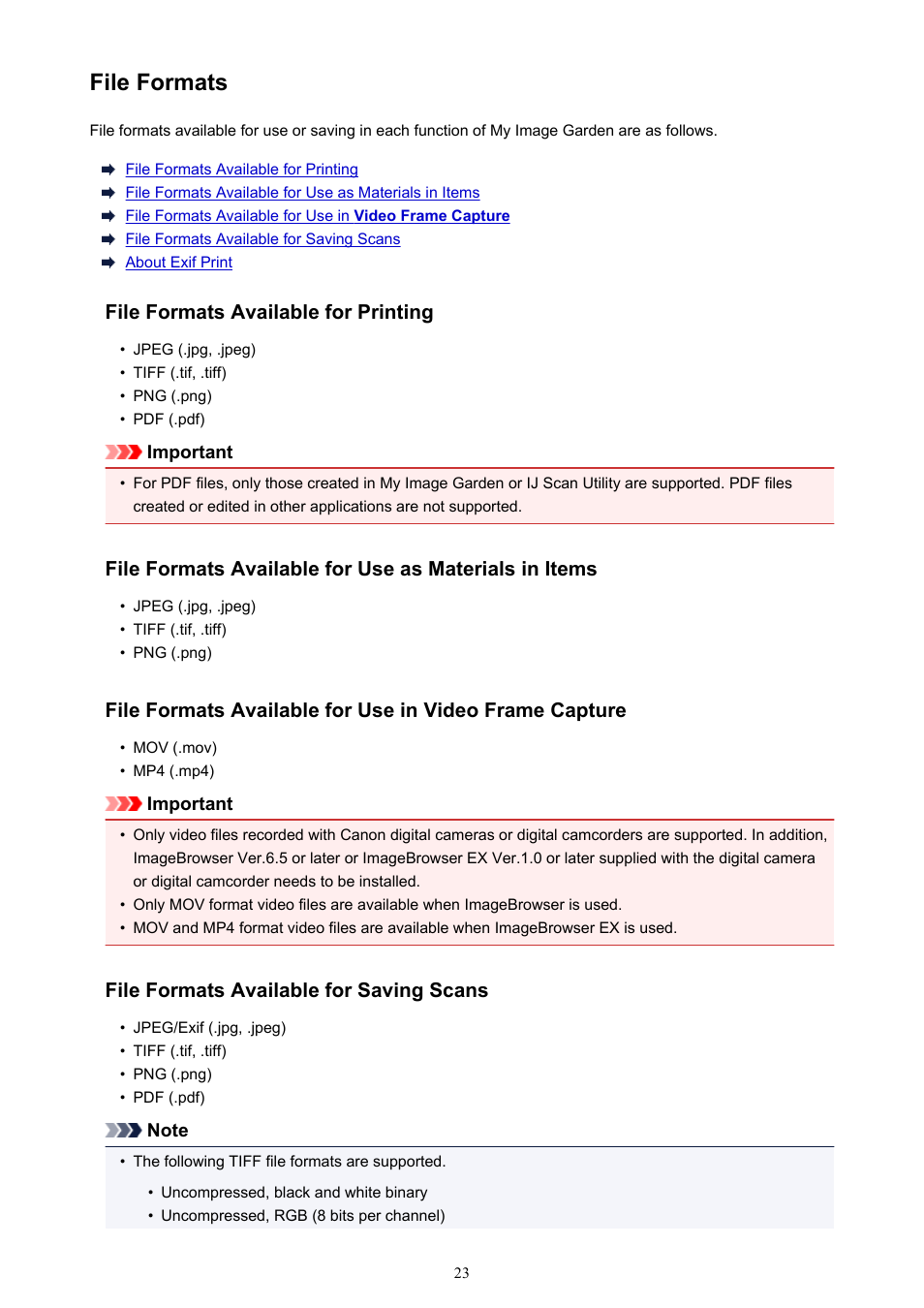 File formats, For details | Canon My Image Garden User Manual | Page 23 / 304