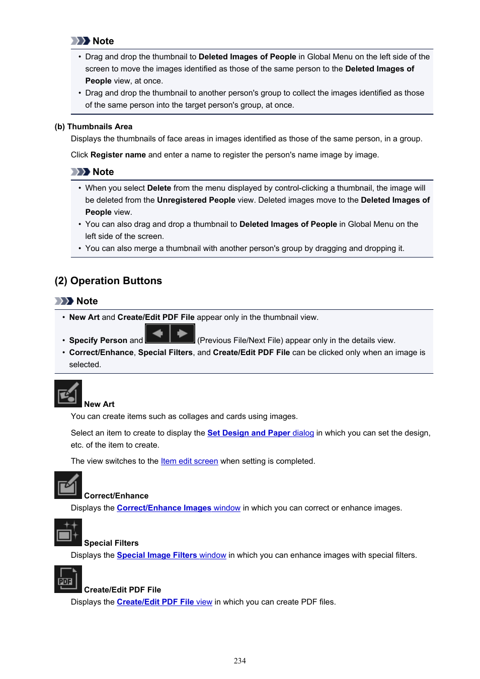 2) operation buttons | Canon My Image Garden User Manual | Page 234 / 304