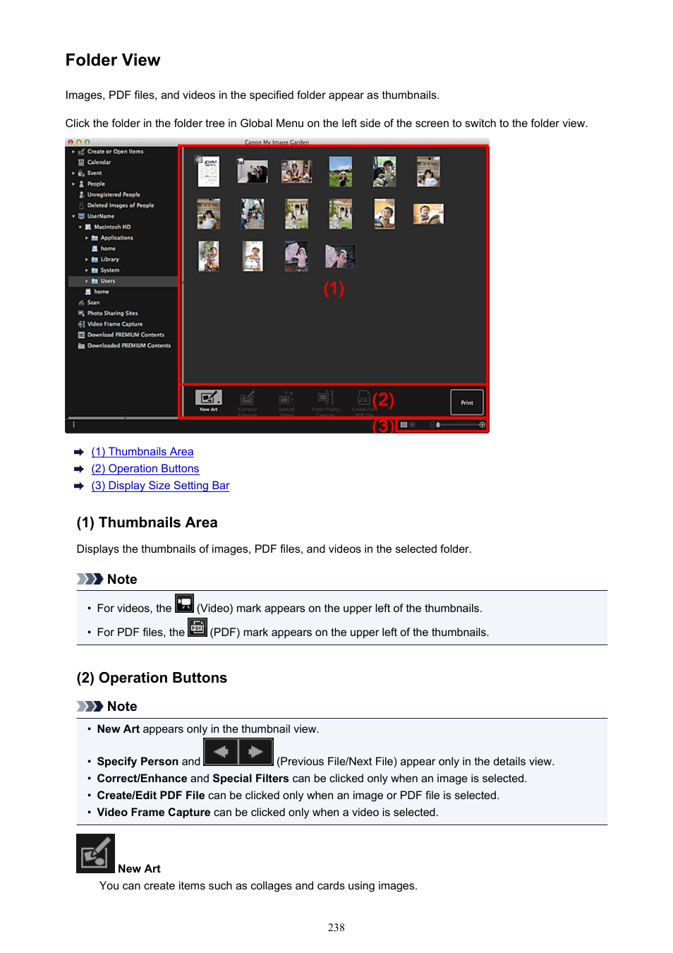 Folder view, When you click a folder, the view switches to the, And you can browse images and | Canon My Image Garden User Manual | Page 238 / 304