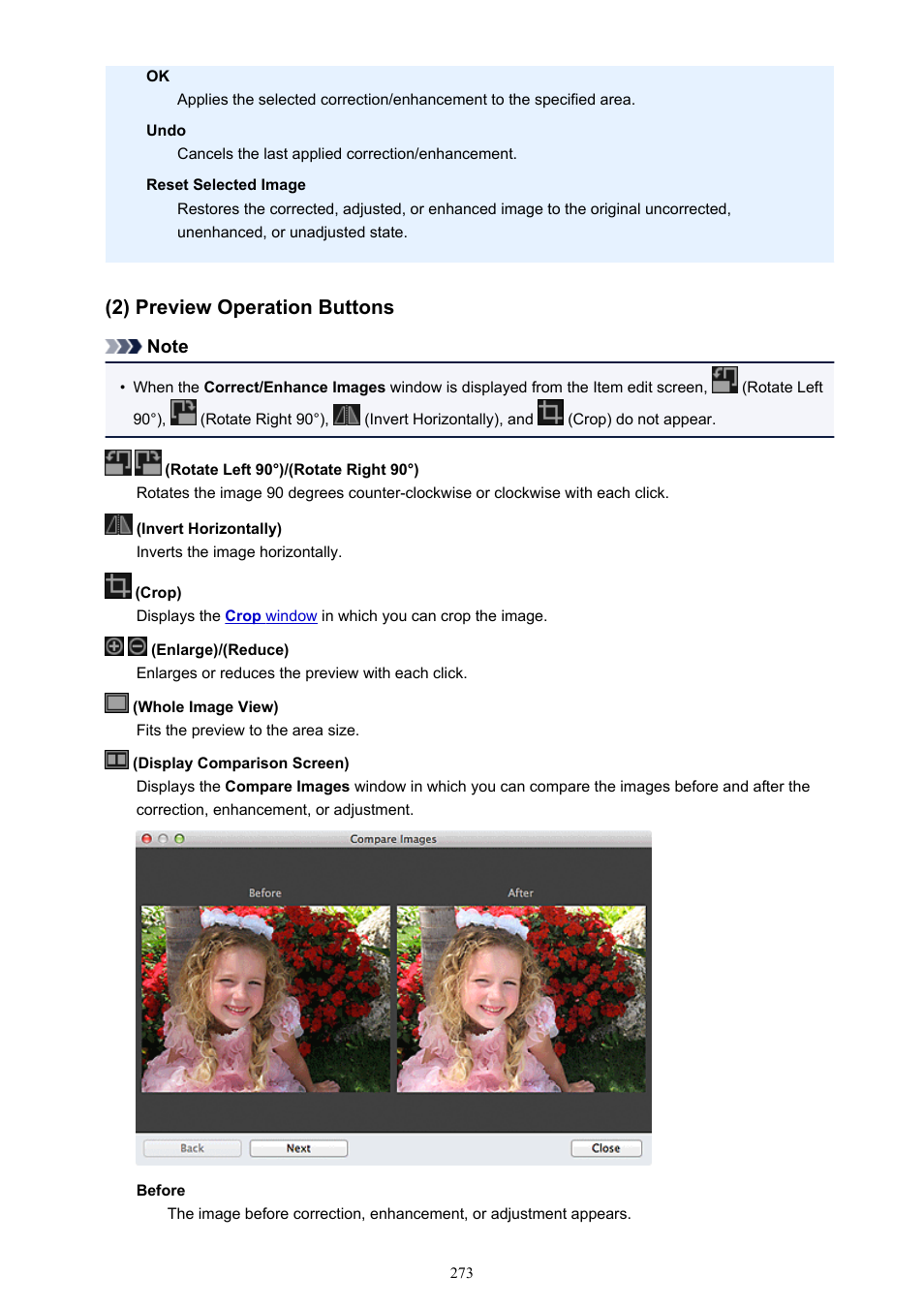 2) preview operation buttons | Canon My Image Garden User Manual | Page 273 / 304