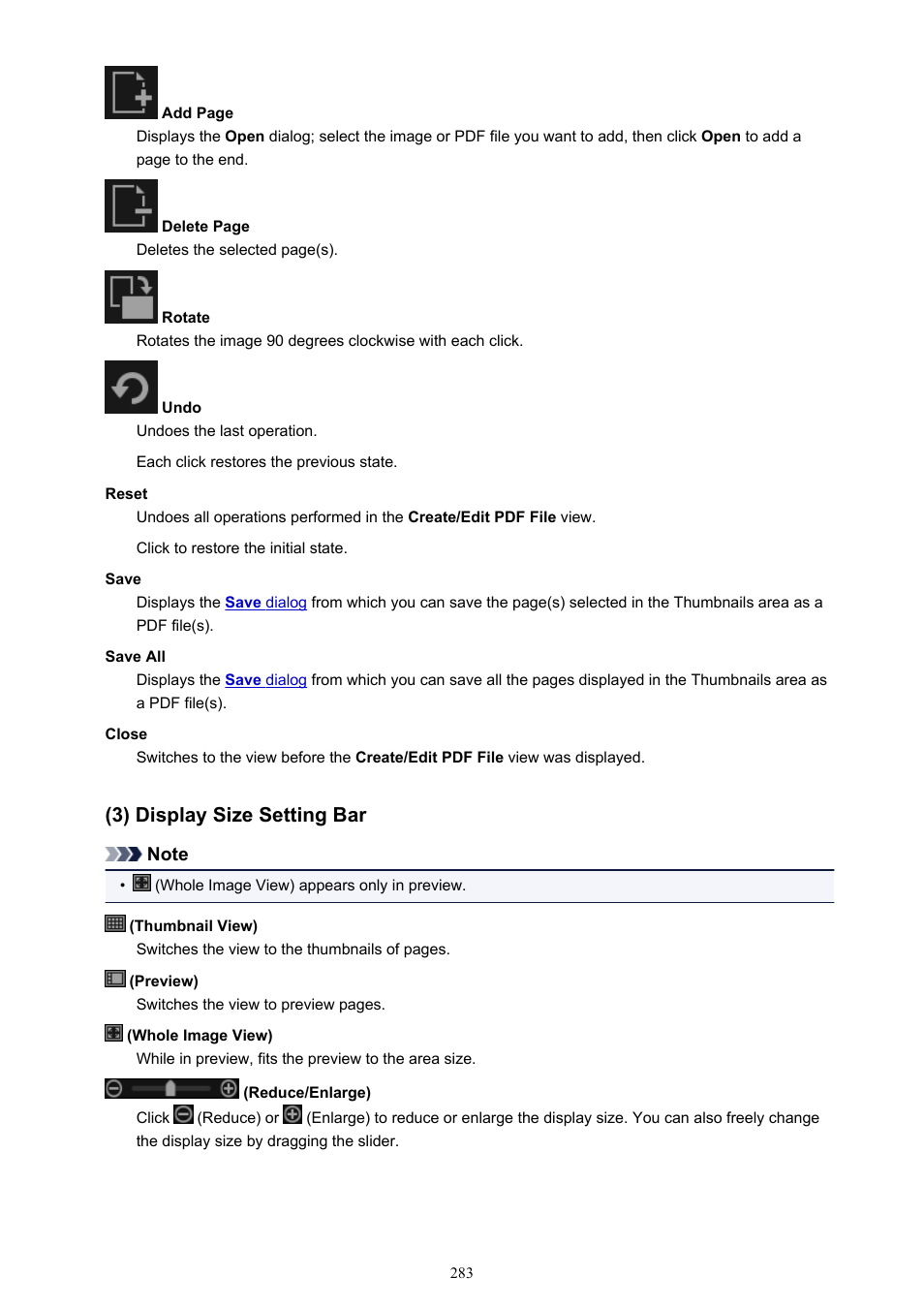3) display size setting bar | Canon My Image Garden User Manual | Page 283 / 304