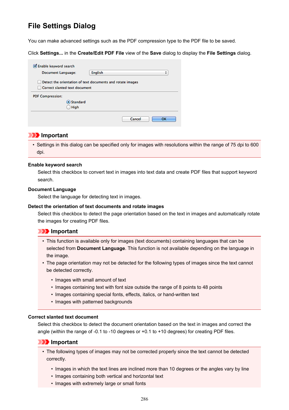 File settings dialog | Canon My Image Garden User Manual | Page 286 / 304