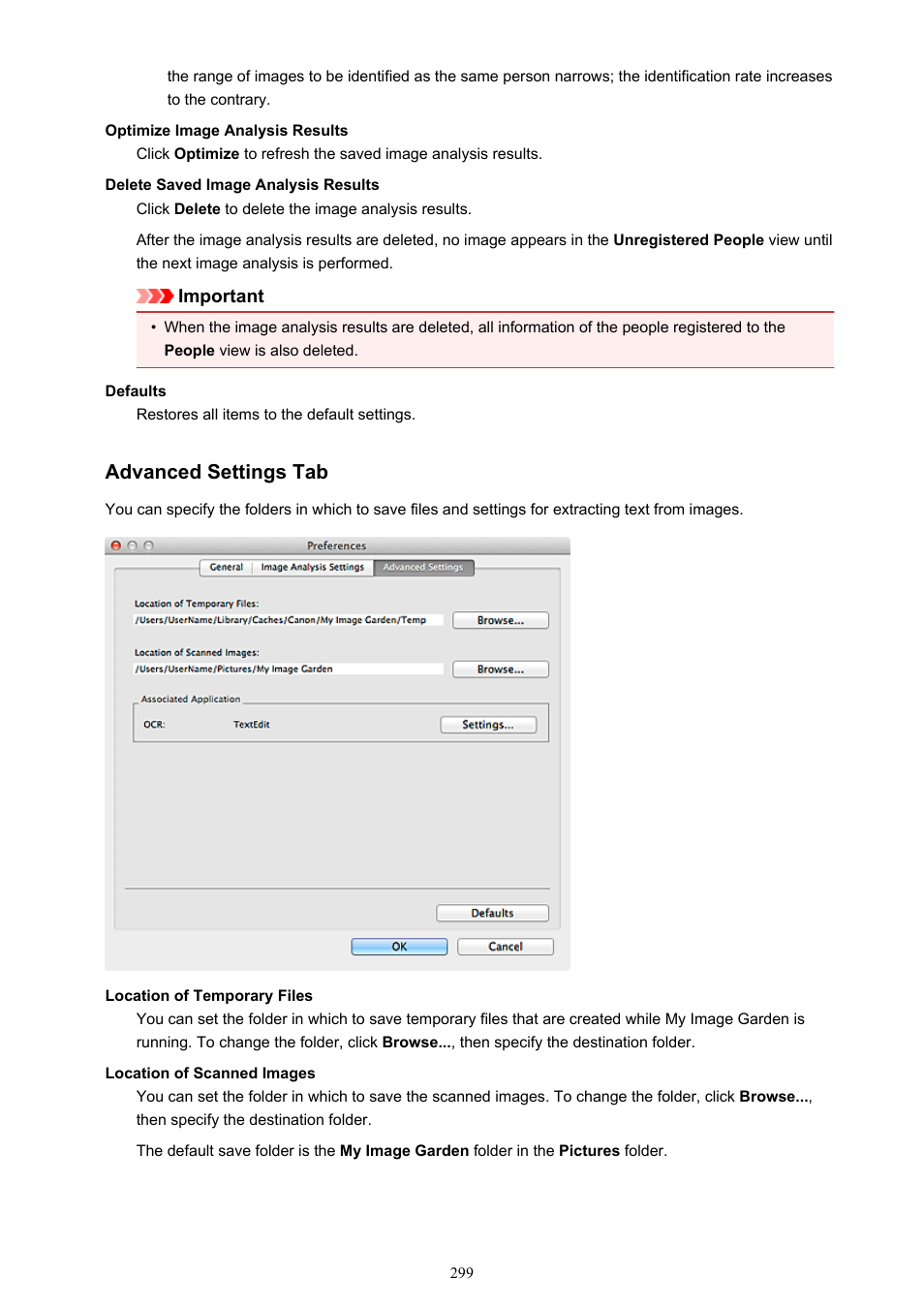 Refer to, Advanced settings tab, For details on the setting procedure | Canon My Image Garden User Manual | Page 299 / 304