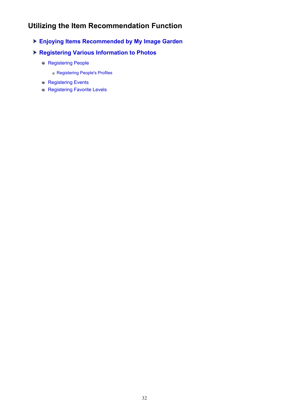 Utilizing the item recommendation function | Canon My Image Garden User Manual | Page 32 / 304