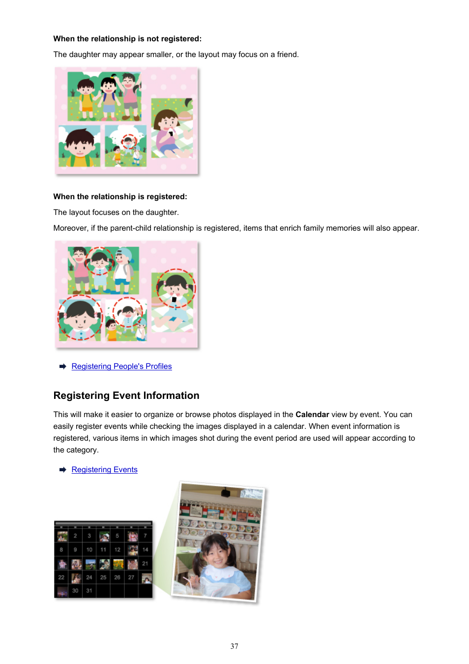 Registering event information | Canon My Image Garden User Manual | Page 37 / 304