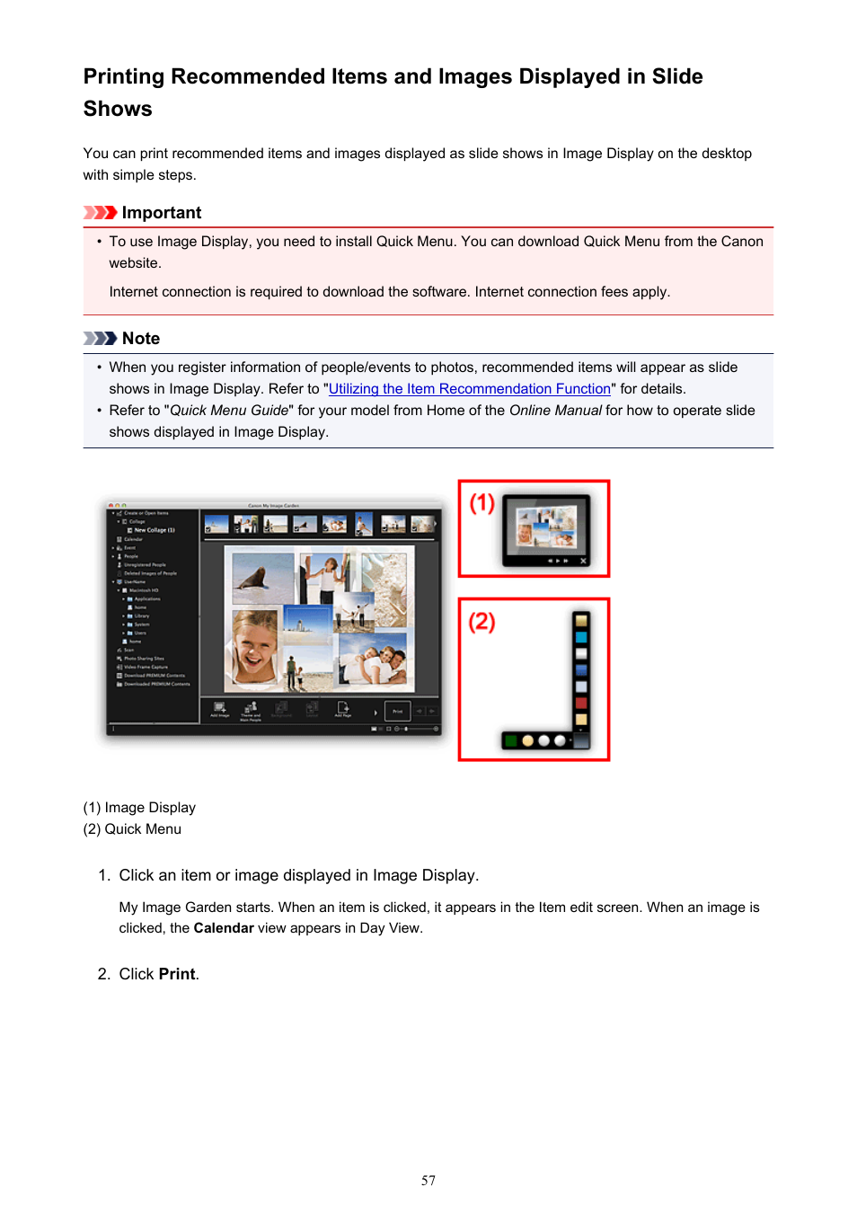 For how to print items | Canon My Image Garden User Manual | Page 57 / 304