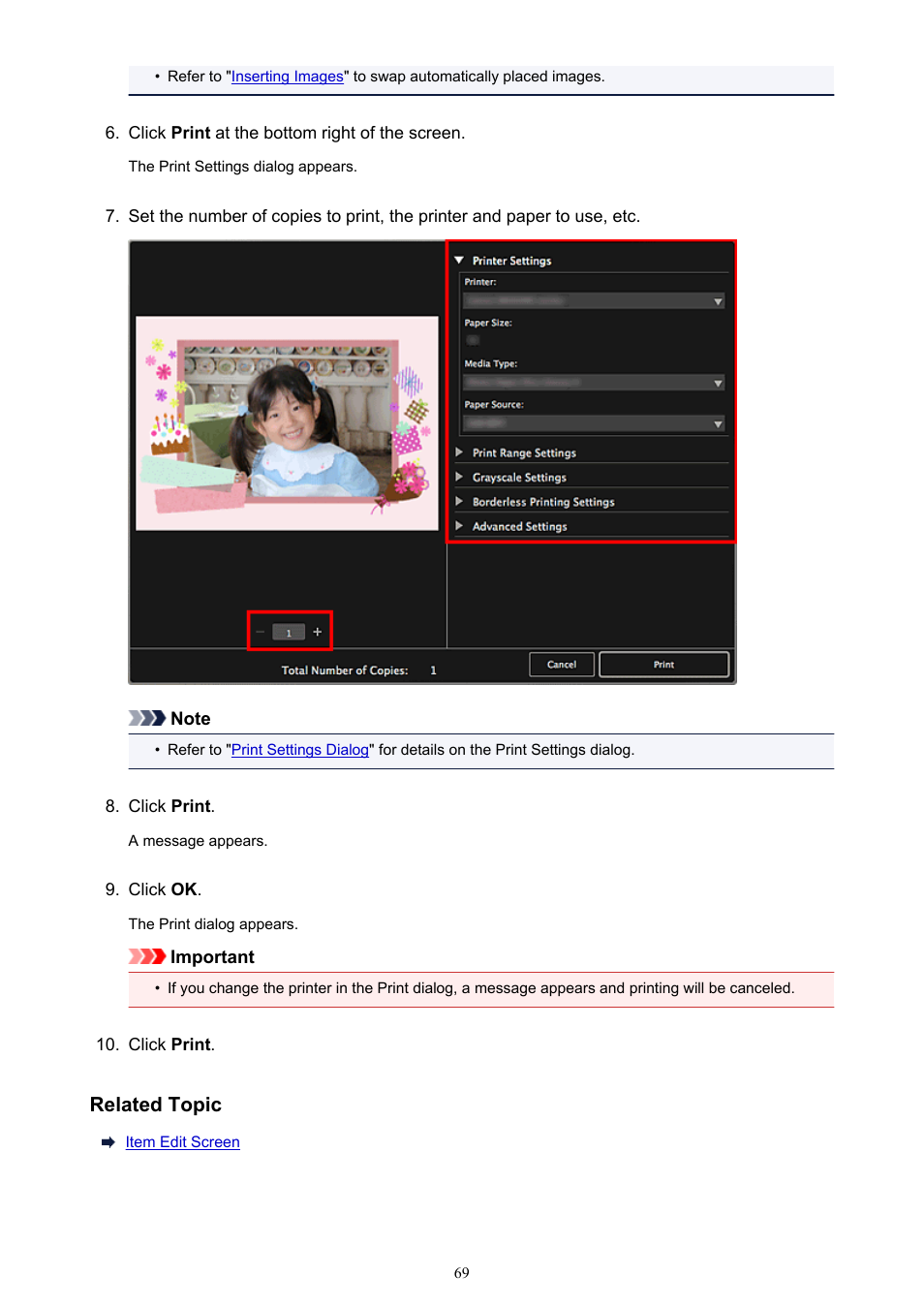 Related topic | Canon My Image Garden User Manual | Page 69 / 304