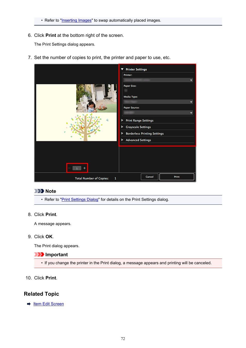 Related topic | Canon My Image Garden User Manual | Page 72 / 304