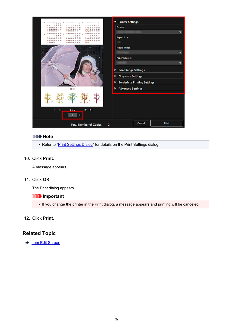 Related topic | Canon My Image Garden User Manual | Page 76 / 304