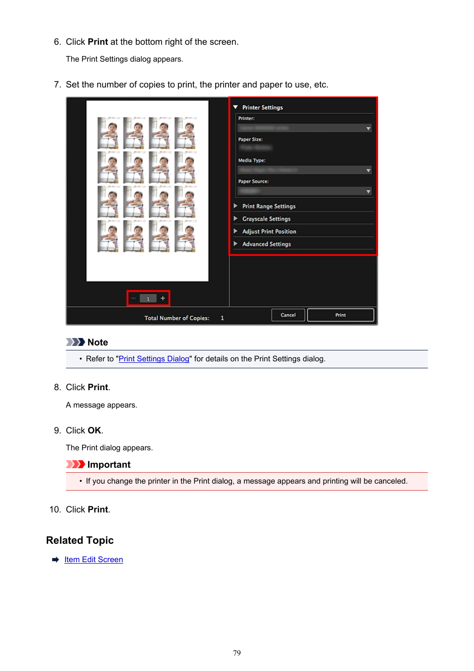 Related topic | Canon My Image Garden User Manual | Page 79 / 304
