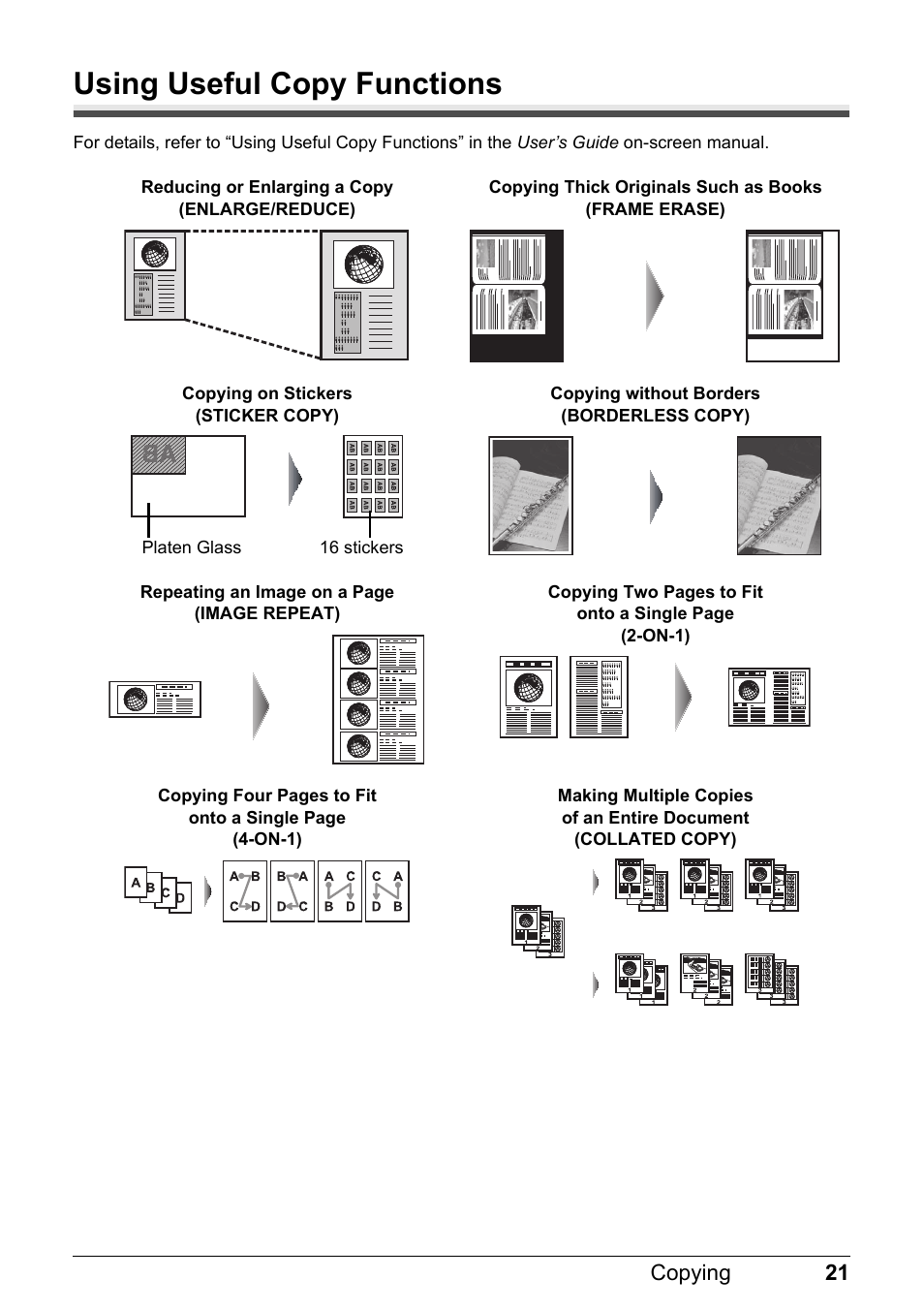 Using useful copy functions | Canon PIXMA MX310 User Manual | Page 25 / 124