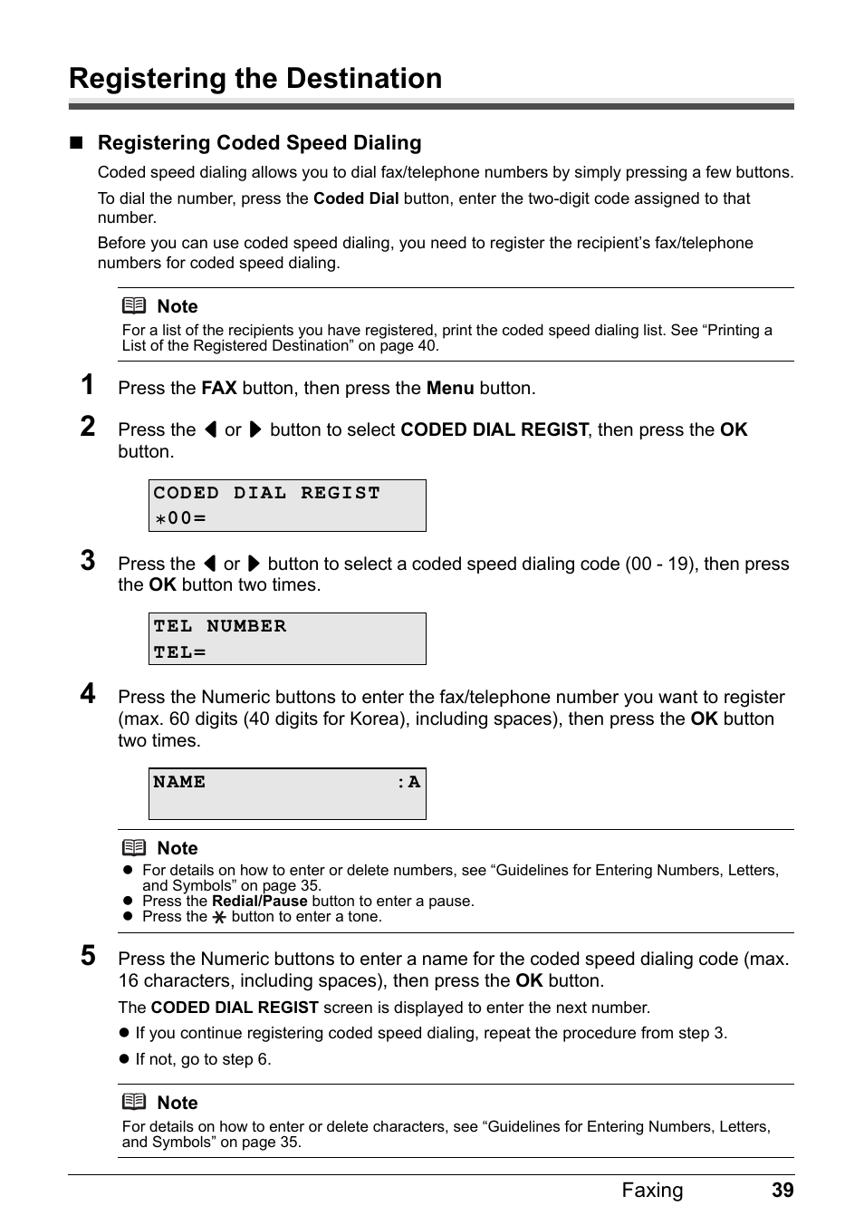 Registering the destination | Canon PIXMA MX310 User Manual | Page 43 / 124