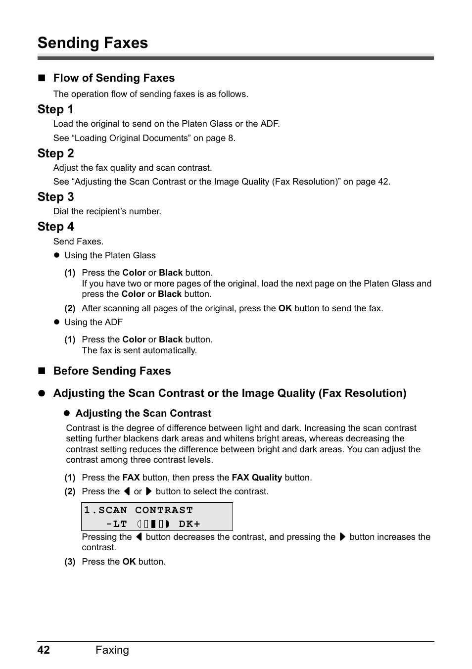 Sending faxes, Step 1, Step 2 | Step 3, Step 4 | Canon PIXMA MX310 User Manual | Page 46 / 124