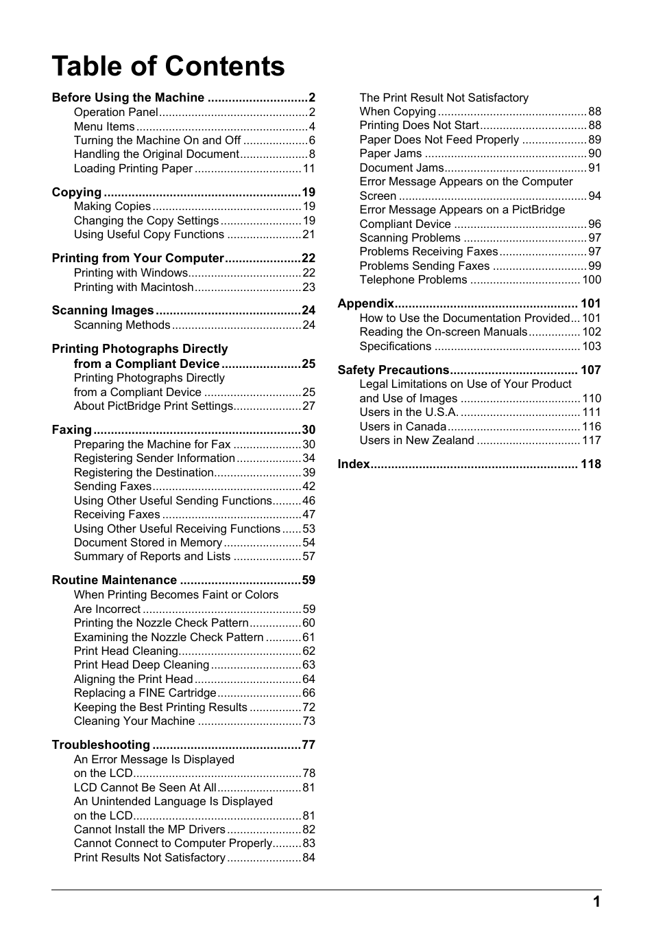 Canon PIXMA MX310 User Manual | Page 5 / 124