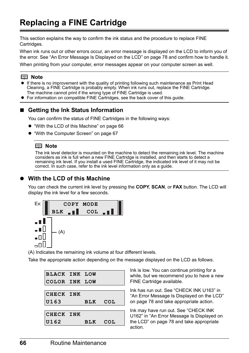 Replacing a fine cartridge | Canon PIXMA MX310 User Manual | Page 70 / 124