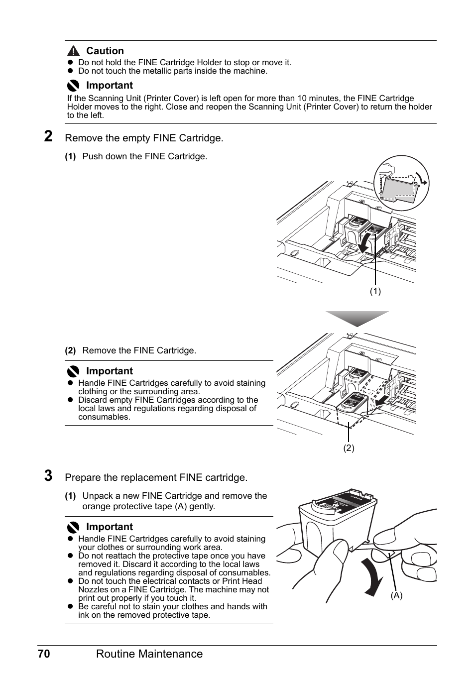 70 routine maintenance | Canon PIXMA MX310 User Manual | Page 74 / 124