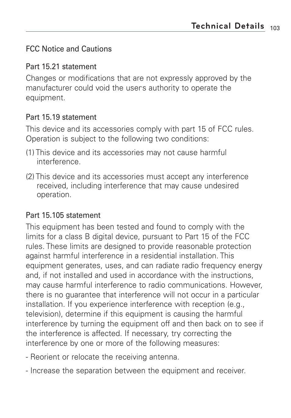 Technical details | LG Optimus MS690 User Manual | Page 105 / 155
