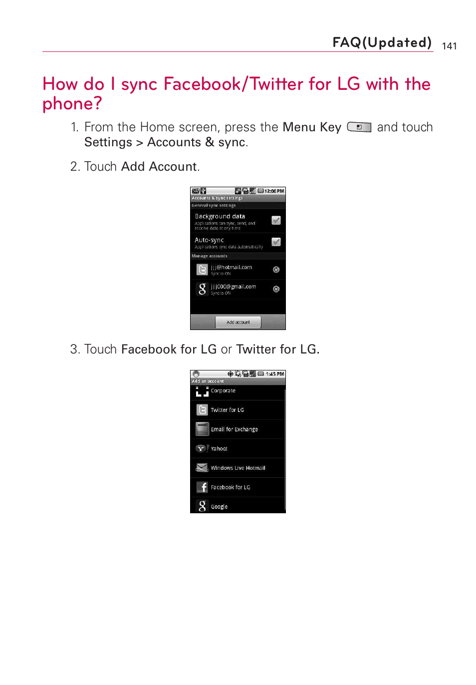 LG Optimus MS690 User Manual | Page 143 / 155