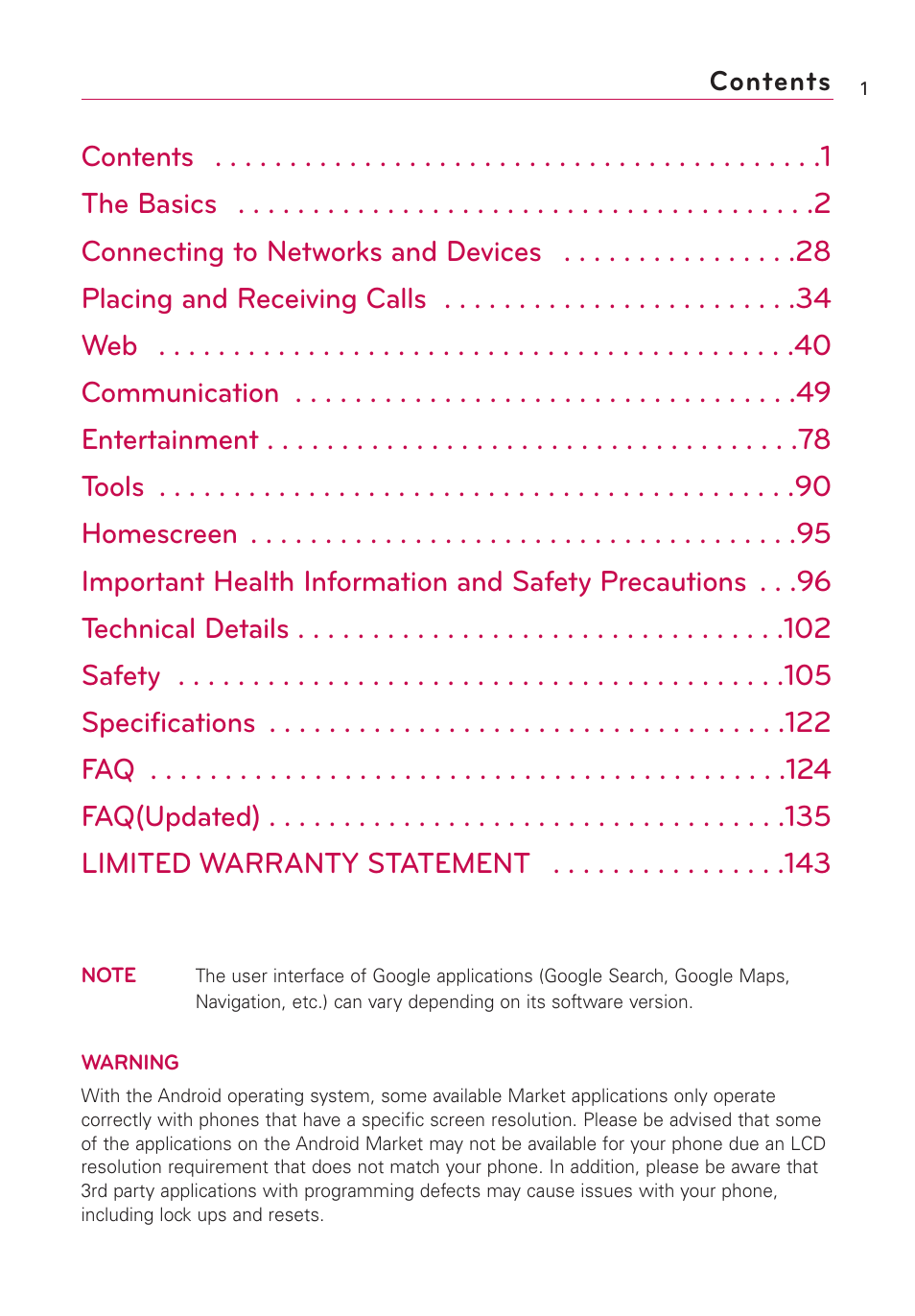 LG Optimus MS690 User Manual | Page 3 / 155