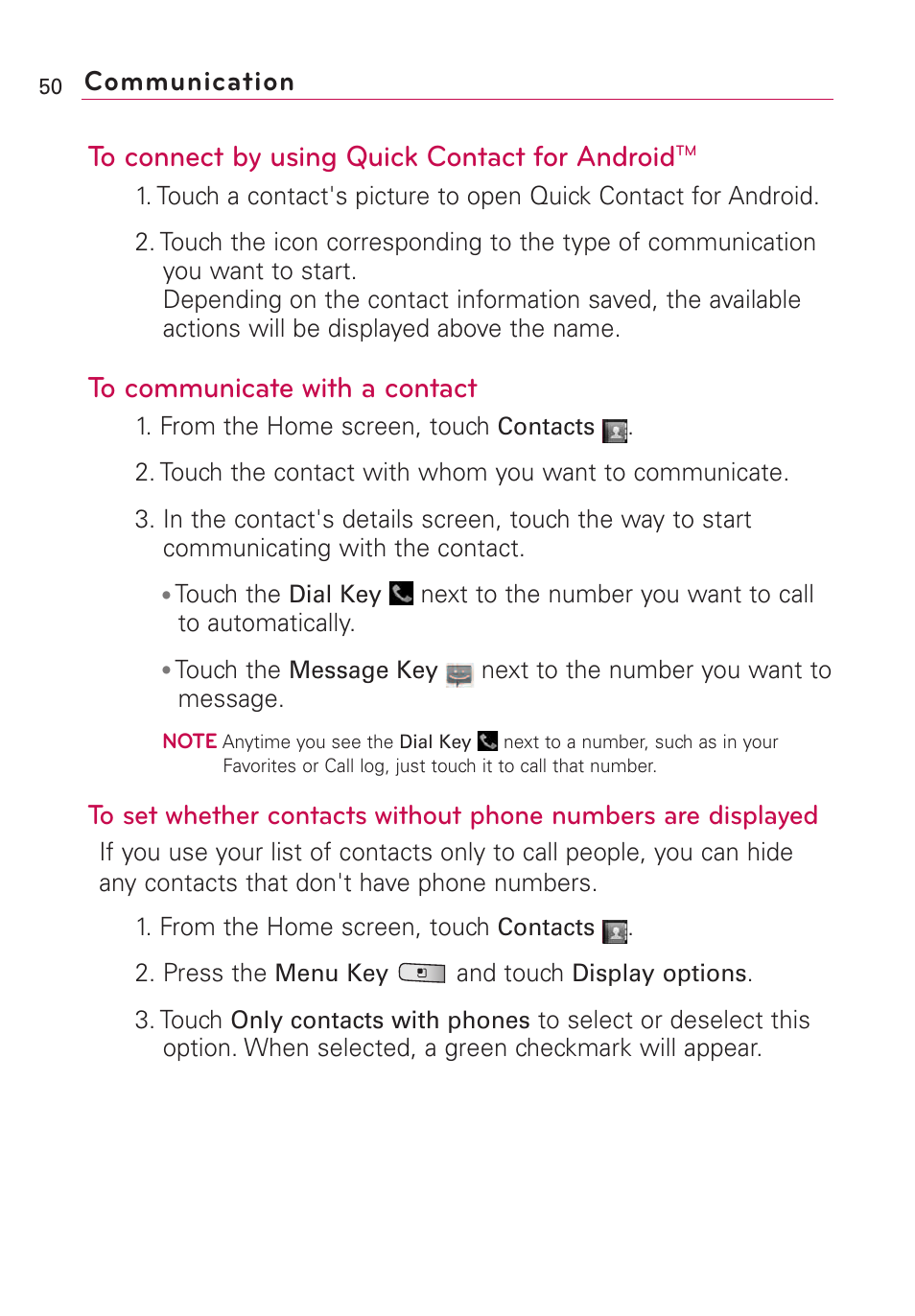 Communication | LG Optimus MS690 User Manual | Page 52 / 155