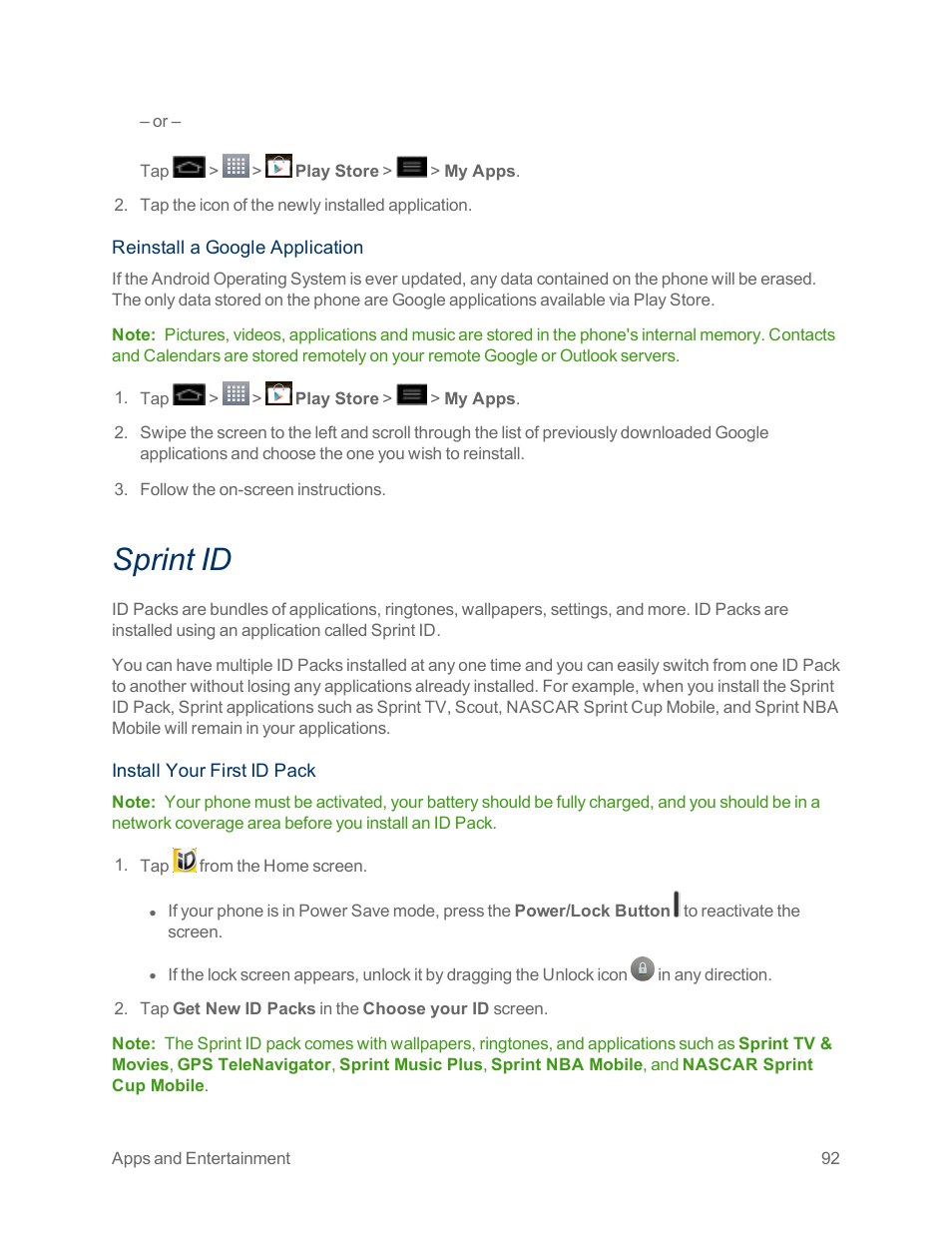 Sprint id | LG Optimus G User Manual | Page 100 / 192