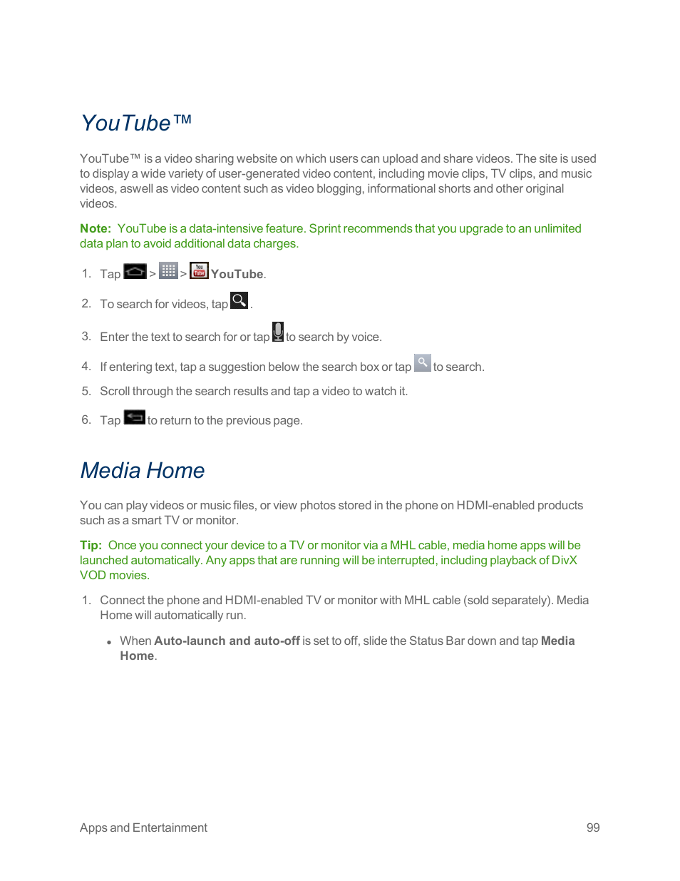 Youtube, Media home | LG Optimus G User Manual | Page 107 / 192