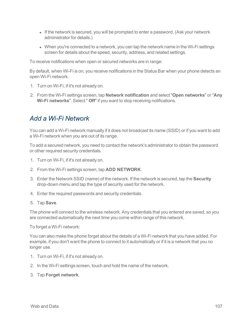 Add a wi-fi network | LG Optimus G User Manual | Page 115 / 192