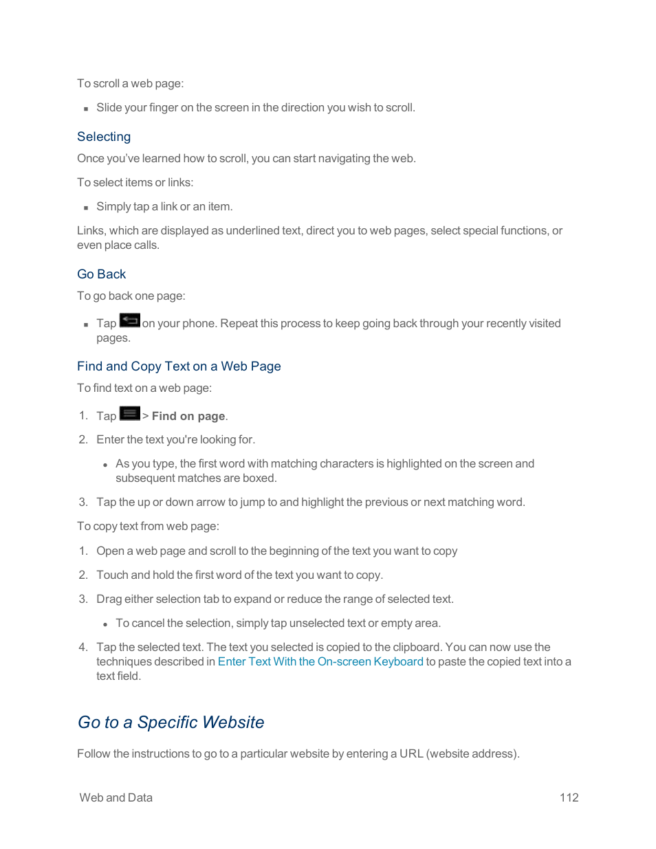 Go to a specific website | LG Optimus G User Manual | Page 120 / 192