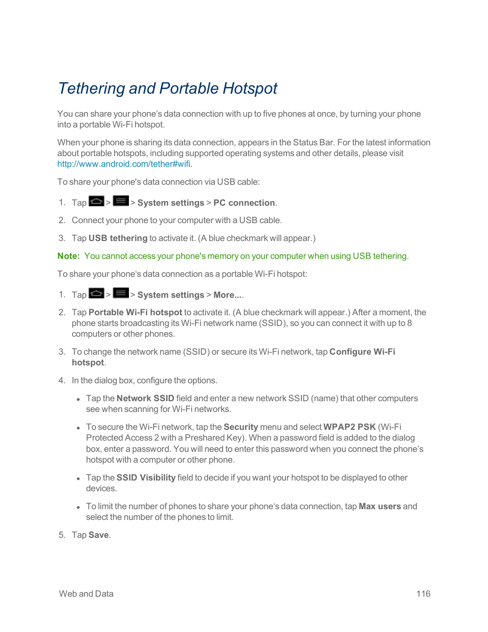 Tethering and portable hotspot | LG Optimus G User Manual | Page 124 / 192