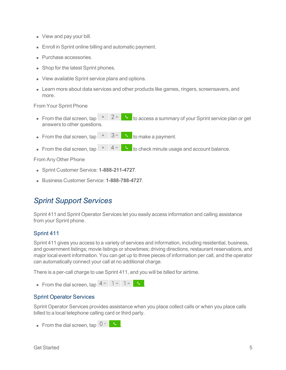 Sprint support services | LG Optimus G User Manual | Page 13 / 192