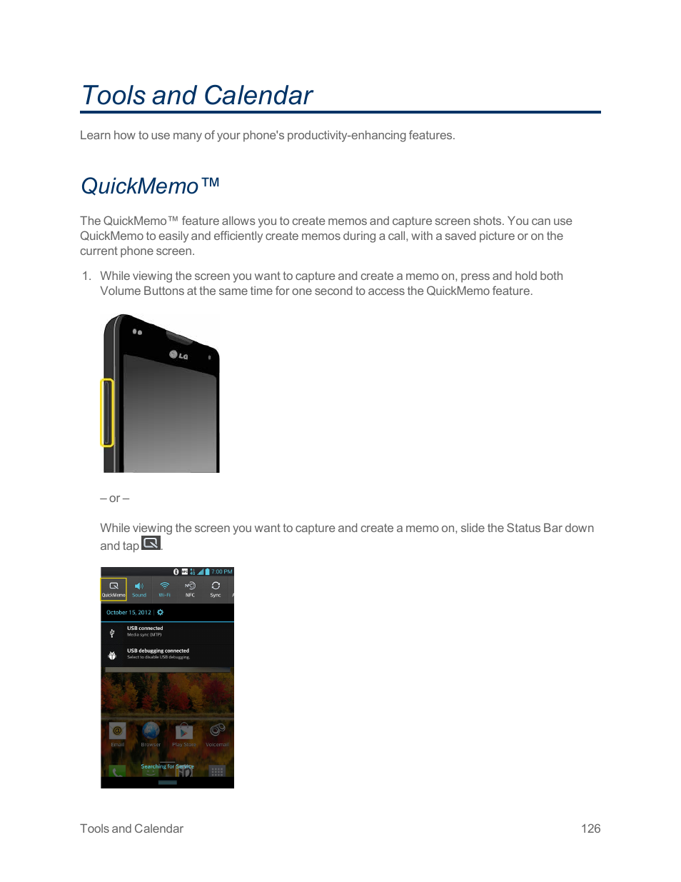 Tools and calendar, Quickmemo, Tools | And calendar | LG Optimus G User Manual | Page 134 / 192