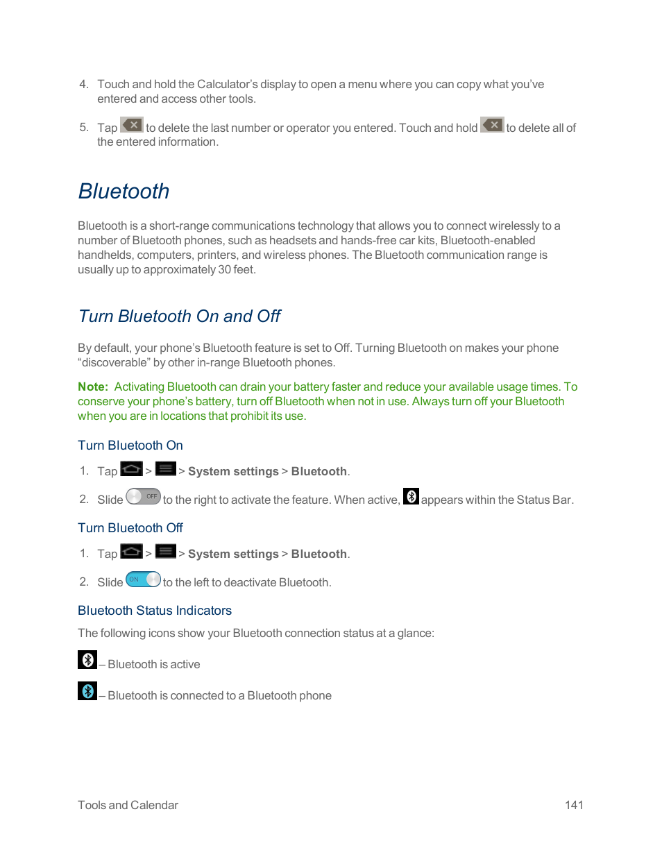 Bluetooth, Turn bluetooth on and off | LG Optimus G User Manual | Page 149 / 192