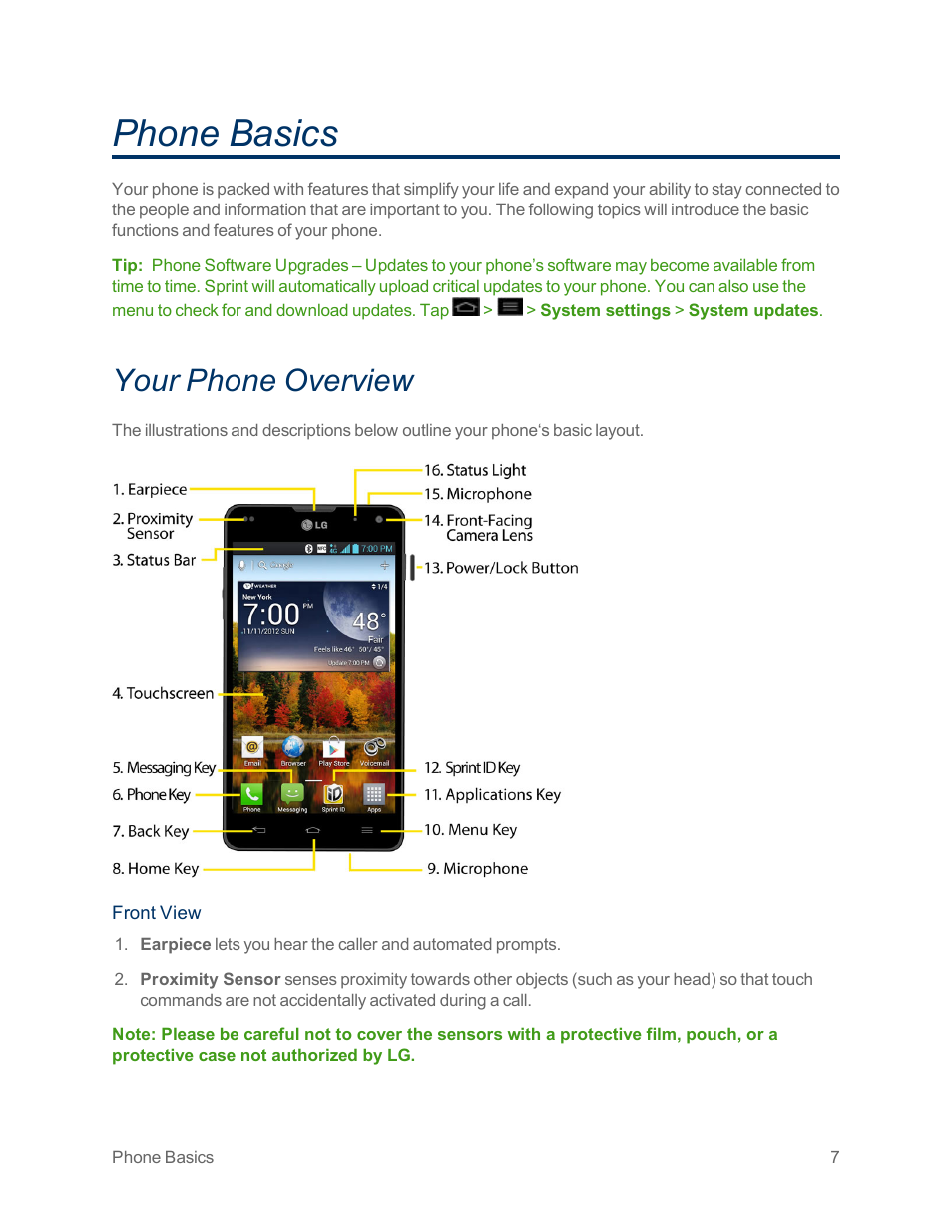 Phone basics, Your phone overview | LG Optimus G User Manual | Page 15 / 192