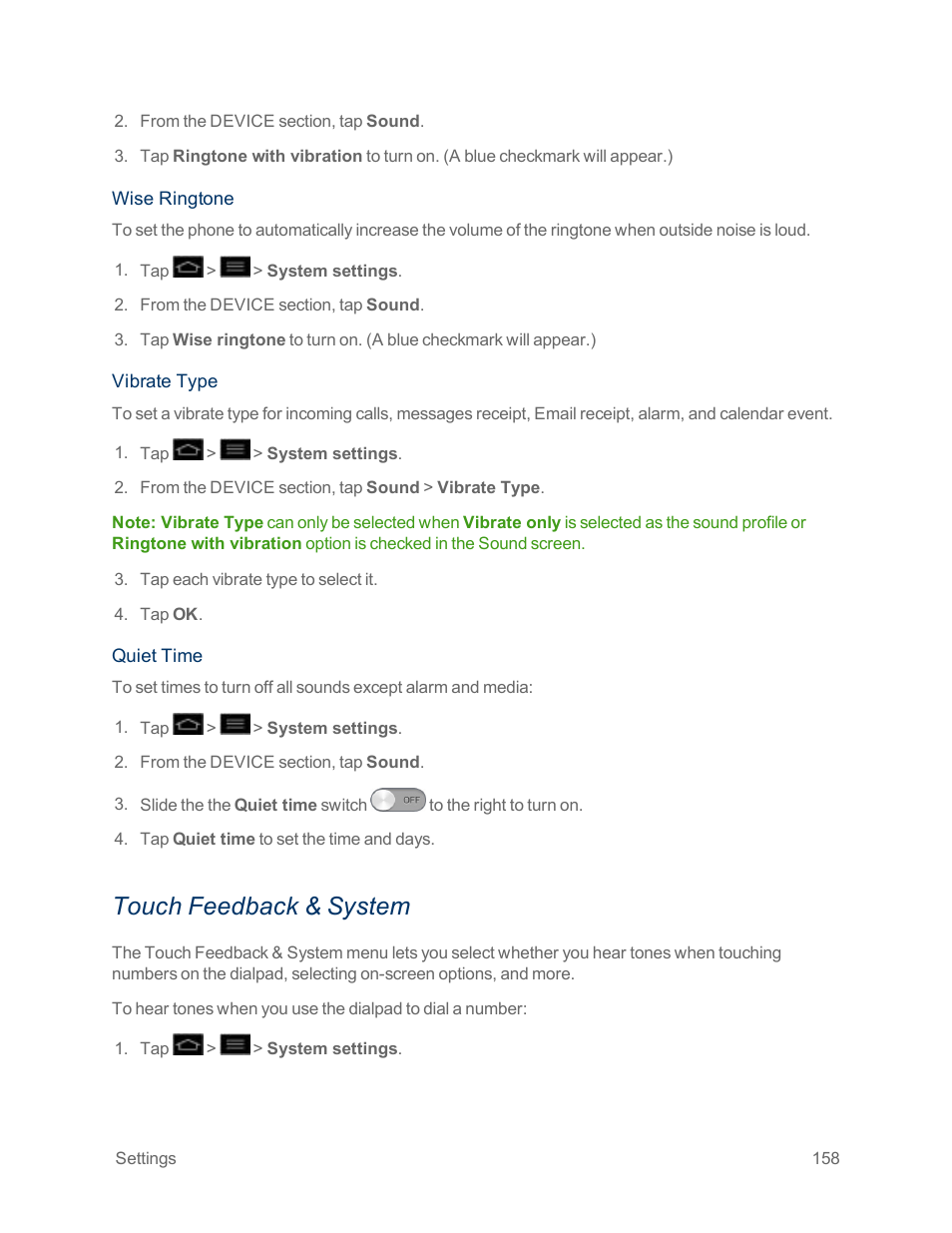 Touch feedback & system | LG Optimus G User Manual | Page 166 / 192