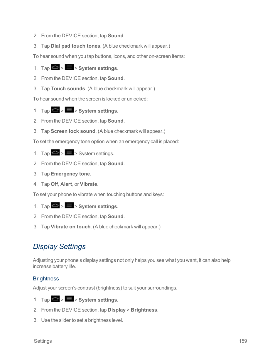 Display settings | LG Optimus G User Manual | Page 167 / 192