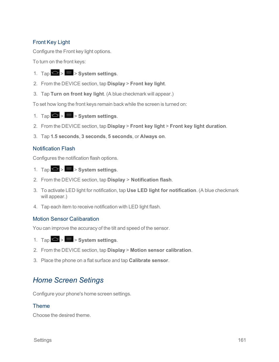 Home screen setings, Home screen settings | LG Optimus G User Manual | Page 169 / 192