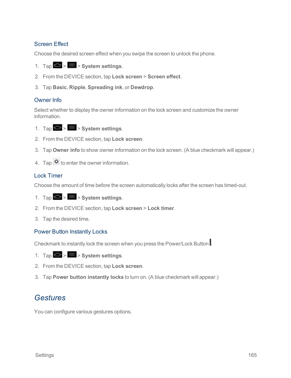 Gestures | LG Optimus G User Manual | Page 173 / 192