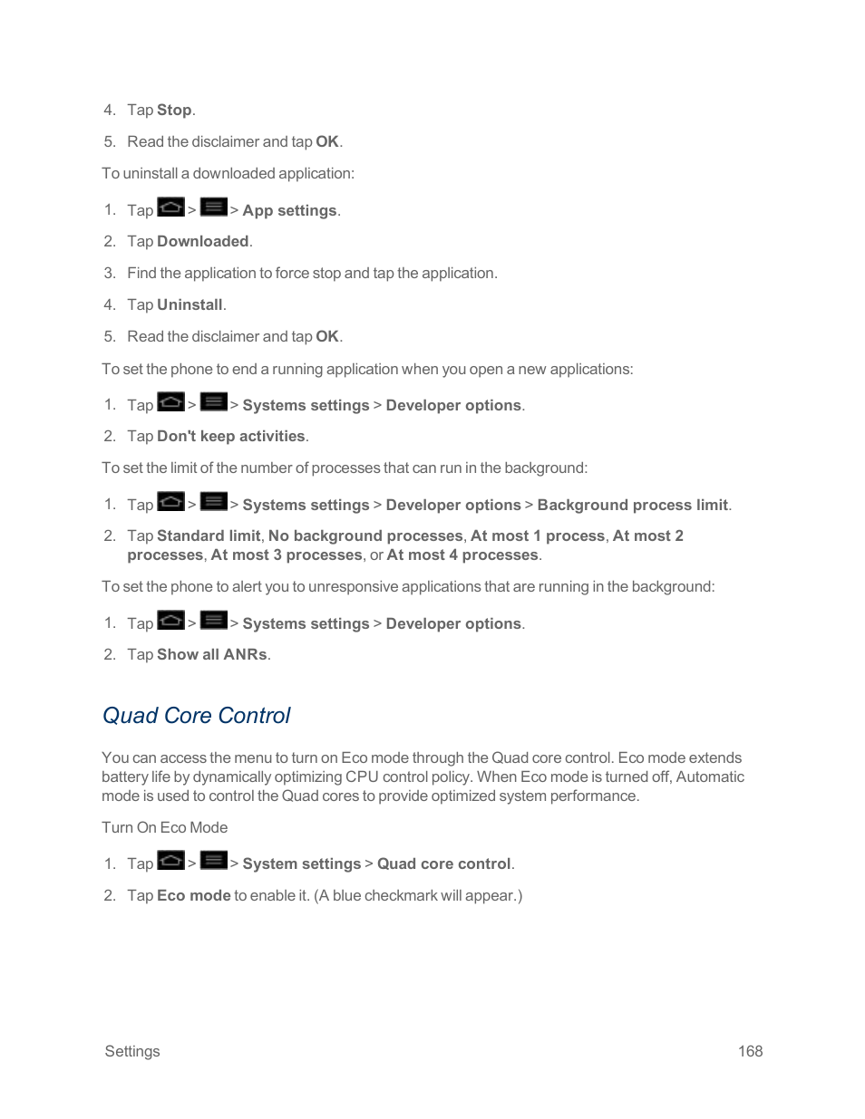 Quad core control | LG Optimus G User Manual | Page 176 / 192