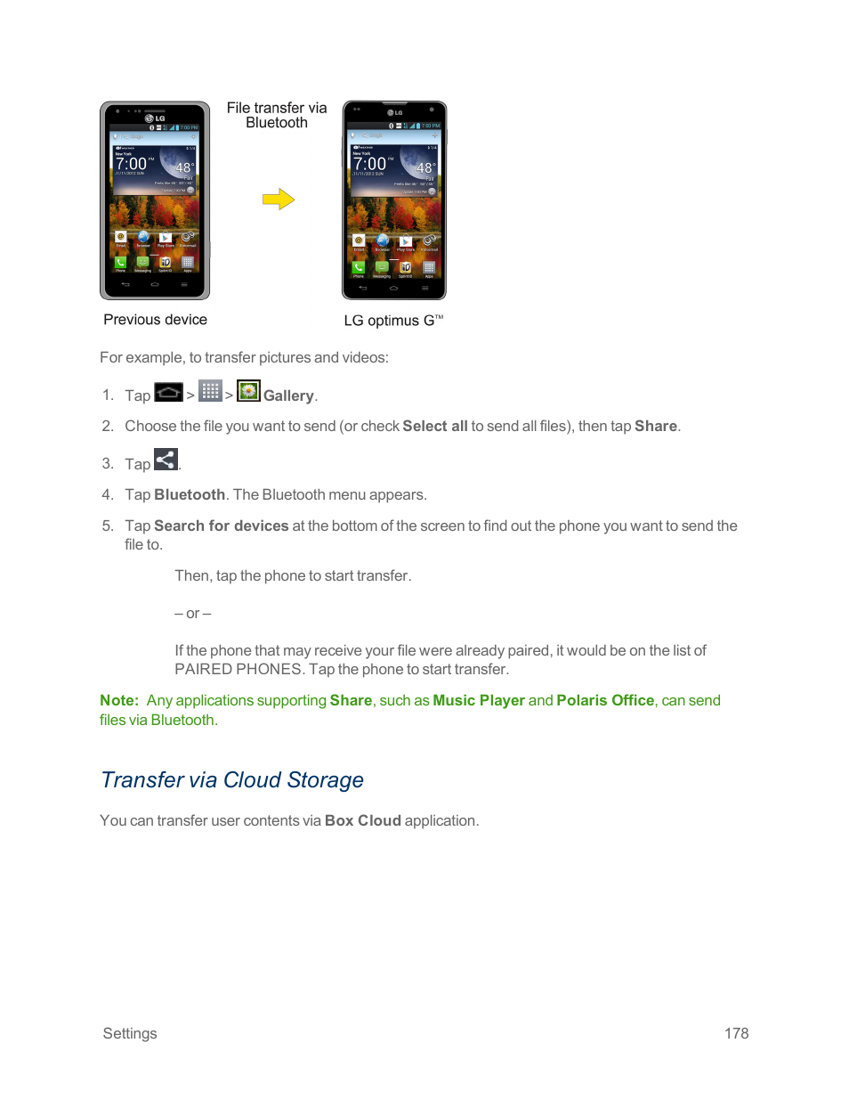 Transfer via cloud storage | LG Optimus G User Manual | Page 186 / 192