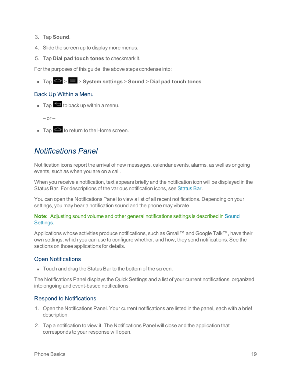 Notifications panel | LG Optimus G User Manual | Page 27 / 192