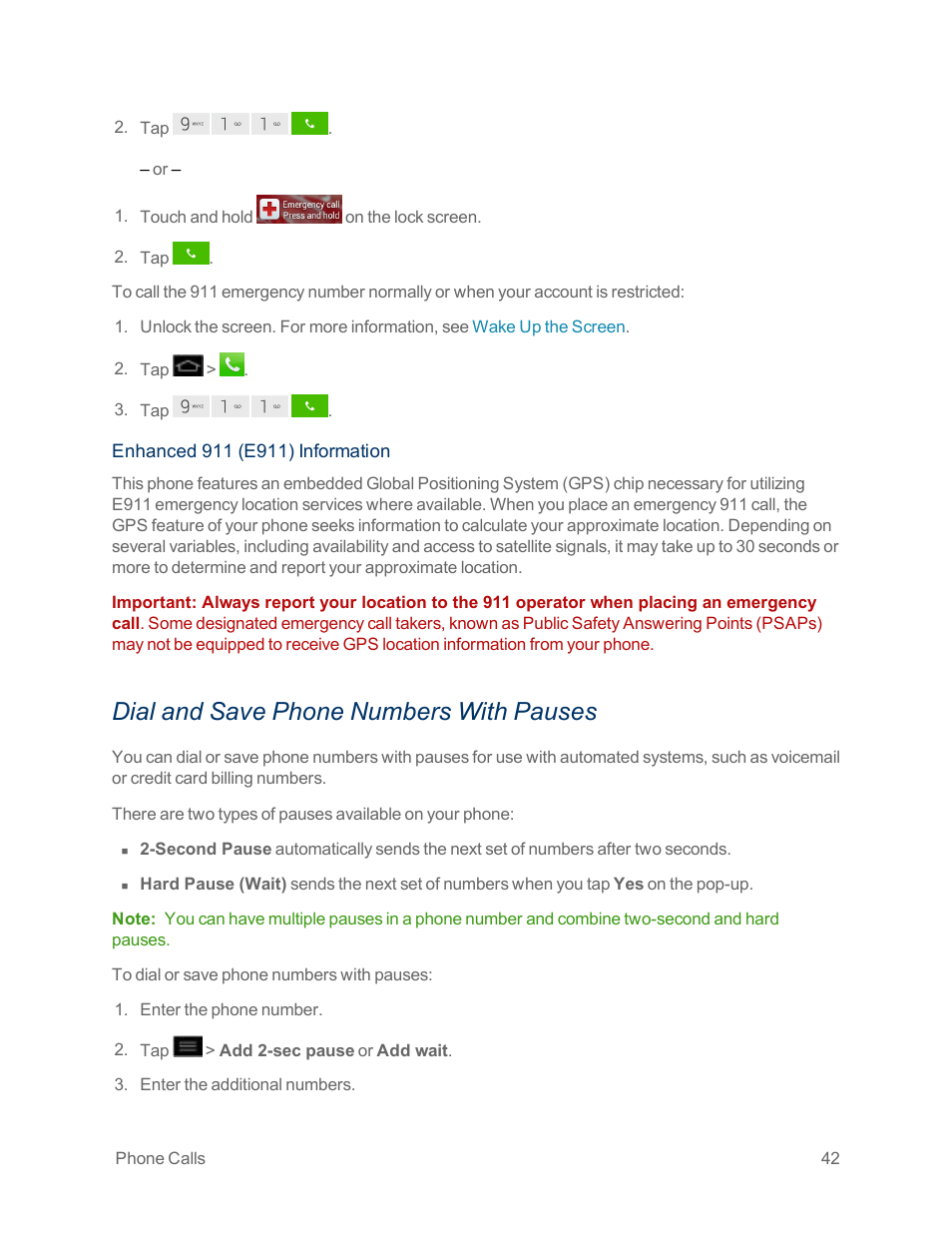 Dial and save phone numbers with pauses, Dial and save phone, Numbers with pauses | LG Optimus G User Manual | Page 50 / 192