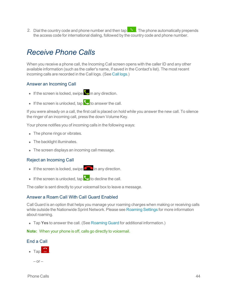 Receive phone calls | LG Optimus G User Manual | Page 52 / 192