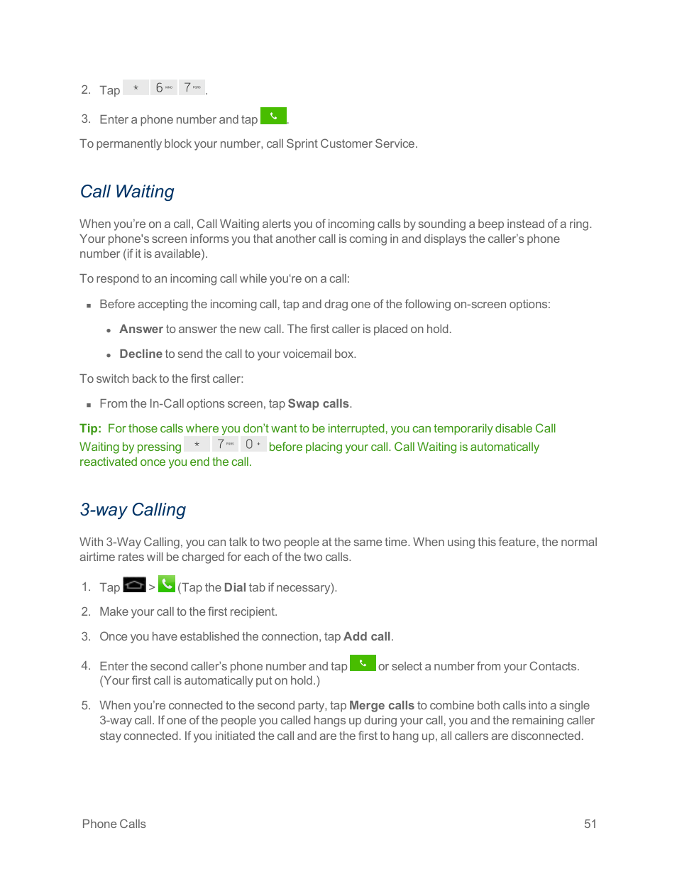 Call waiting, Way calling | LG Optimus G User Manual | Page 59 / 192