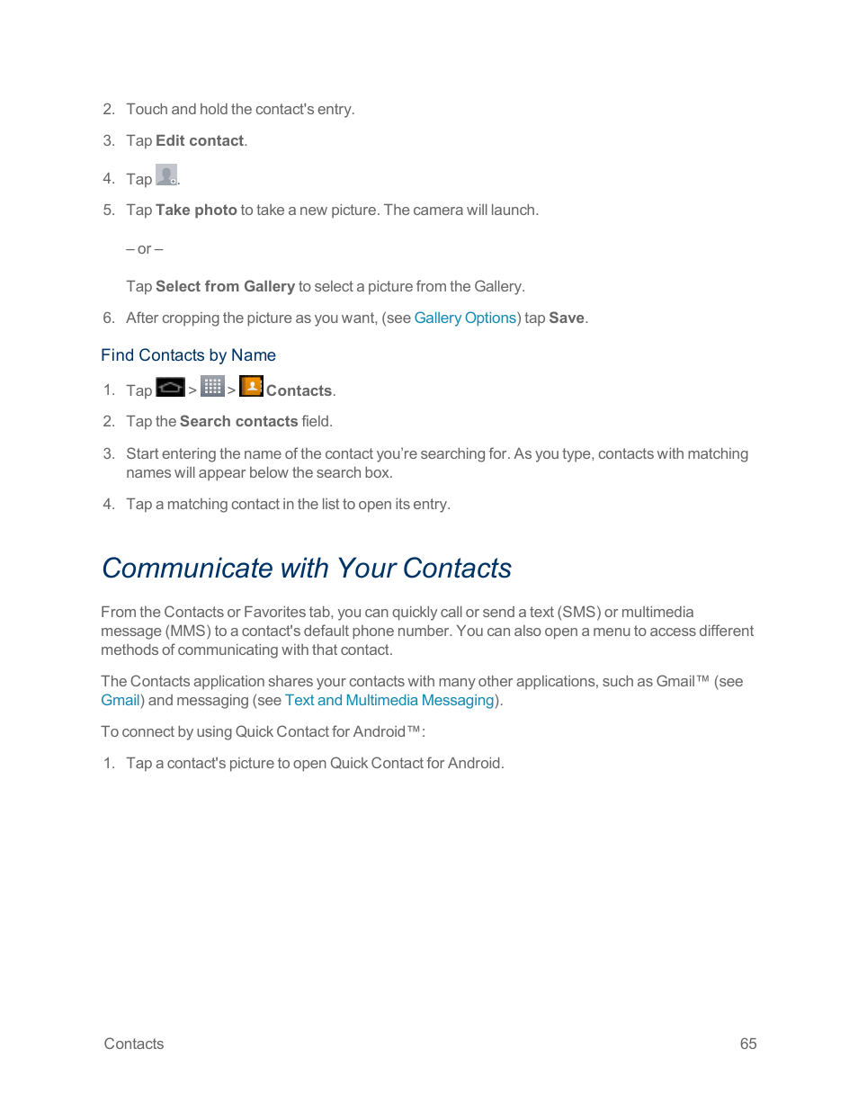 Communicate with your contacts | LG Optimus G User Manual | Page 73 / 192