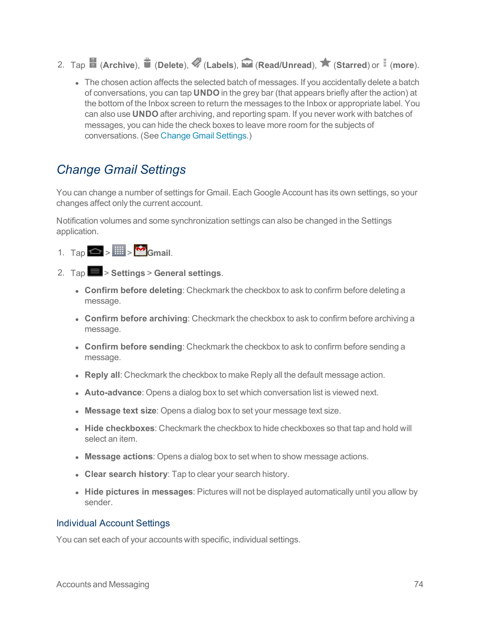 Change gmail settings | LG Optimus G User Manual | Page 82 / 192