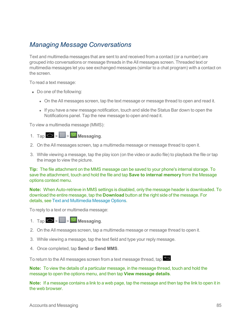 Managing message conversations | LG Optimus G User Manual | Page 93 / 192