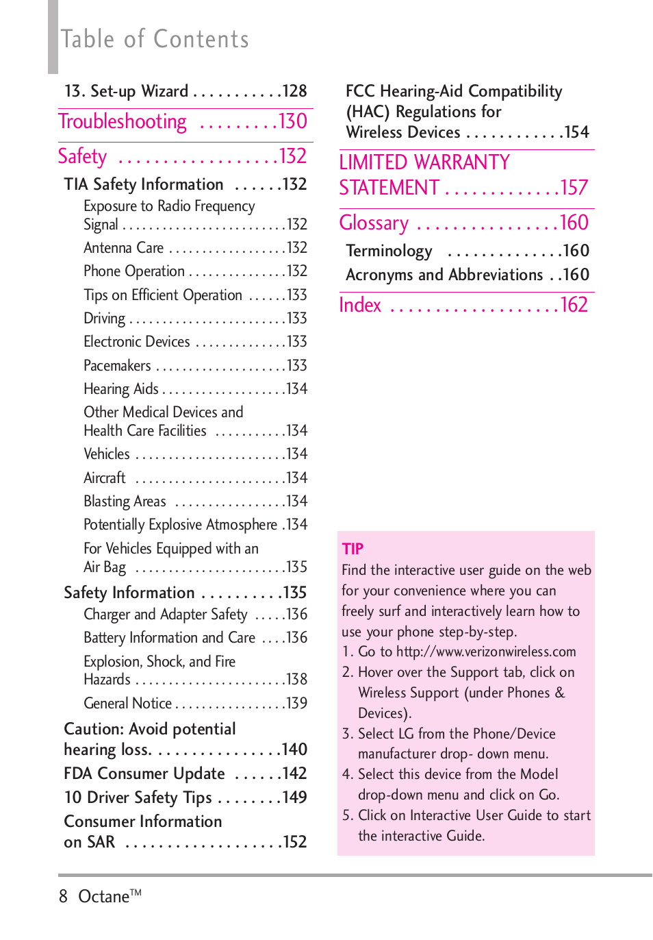 LG Octane VN530 User Manual | Page 10 / 166
